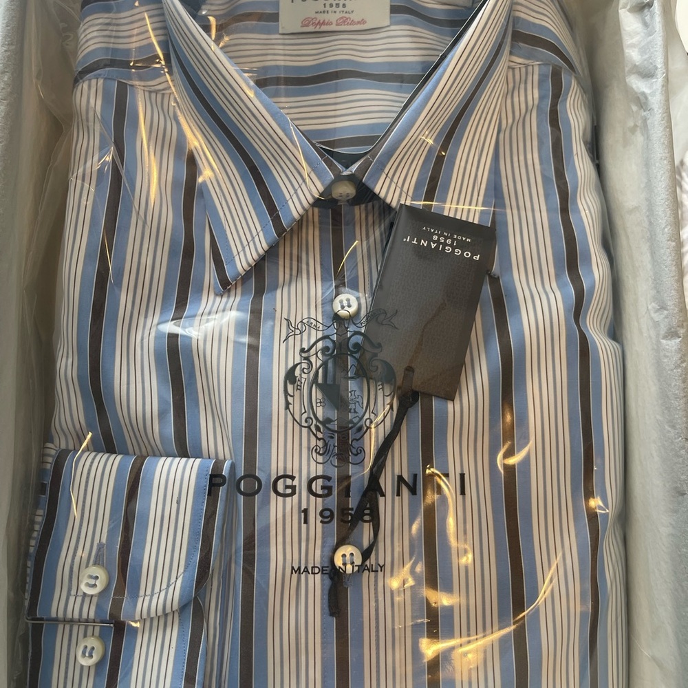 Blue Striped Poggianti 1956 Men's Shirt